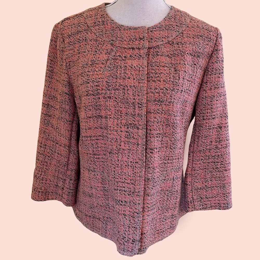J. Jill Peach/Brown/Cream Boucle Tweed Jacket MP